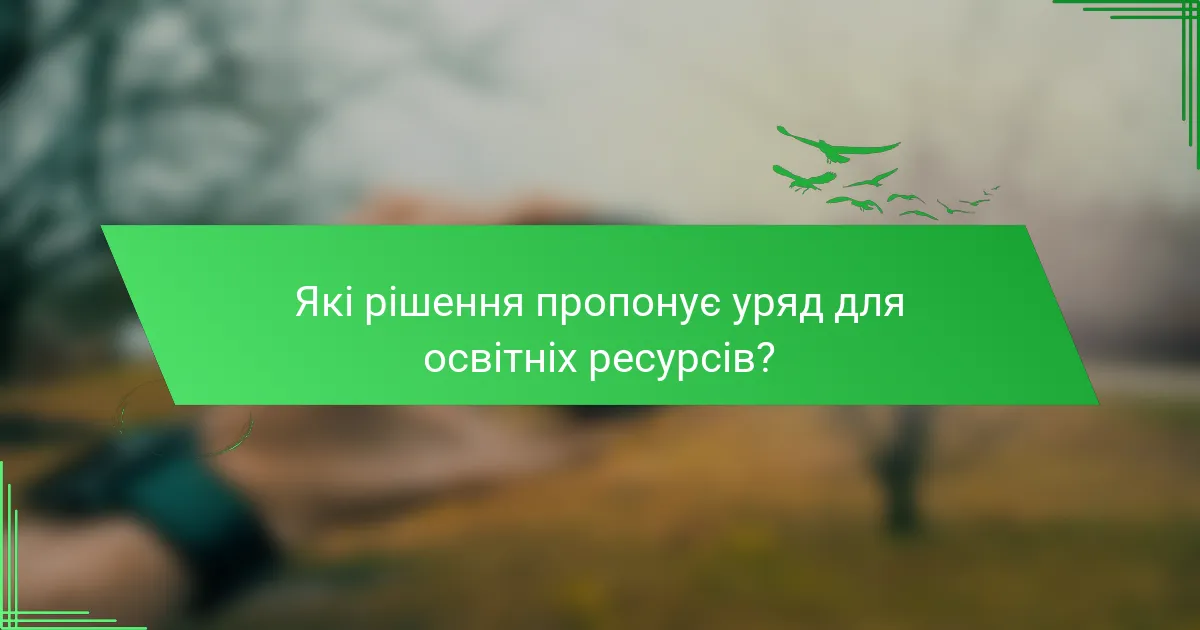 Які рішення пропонує уряд для освітніх ресурсів?